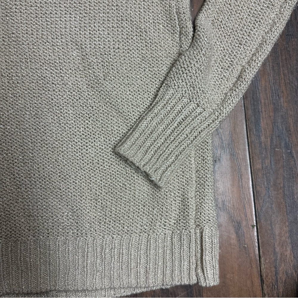 LC Lauren Conrad M Beige Grey Lace Heart Accent Girlhood Tunic Sweater <<<288>>> - Picture 7 of 9